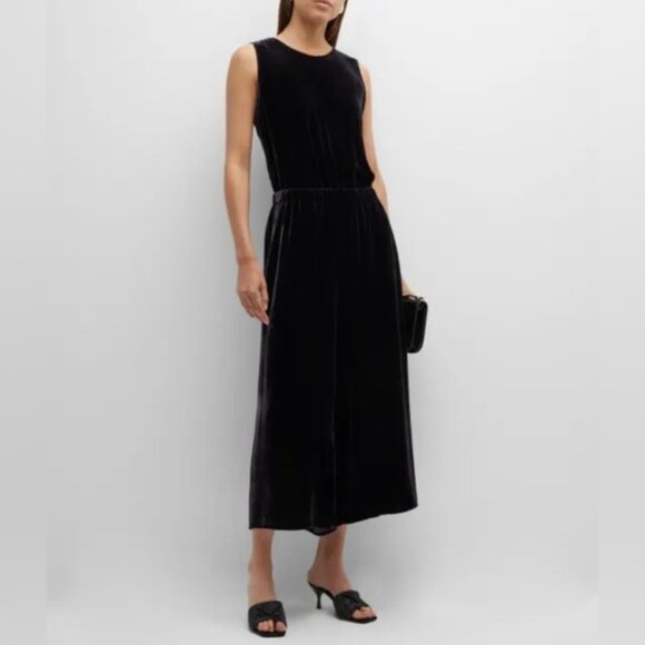 NWT EILEEN FISHER SILK Blend Velvet Wide-Leg JumpsuitEasy Fit Cropped Length XL - Picture 6 of 16